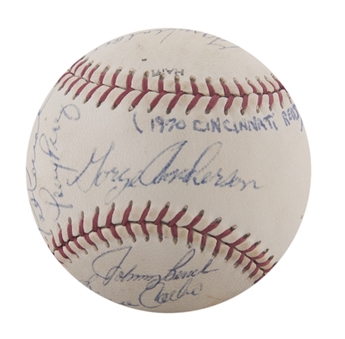 1970 National League Champion Cincinnati Reds Team Signed Baseball With 24 Signatures Including Johnny Bench and Tony Perez (JSA)